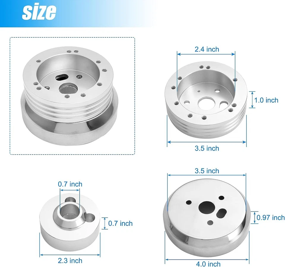 Adaptador de buje pulido para volante de 5 y 6 orificios para camionetas Chevrolet 1974-1994 Foto 4 de 4