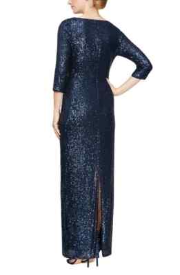 Alex Evenings Sequin Column Gown in Navy at Nordstrom, Size 12 | eBay