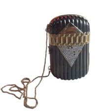 Vintage Sasha Gold/Brown 2-Tone Embellished Hard Clutch Chain Strap