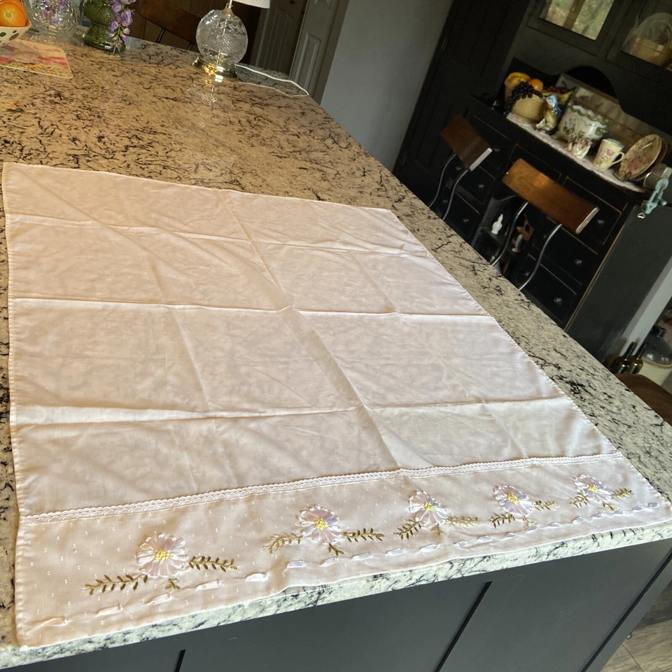 Sábana cuna plana vintage bordada con apliques blanca margarita decoración bebé 36x40,5 pulgadas Foto 4 de 4