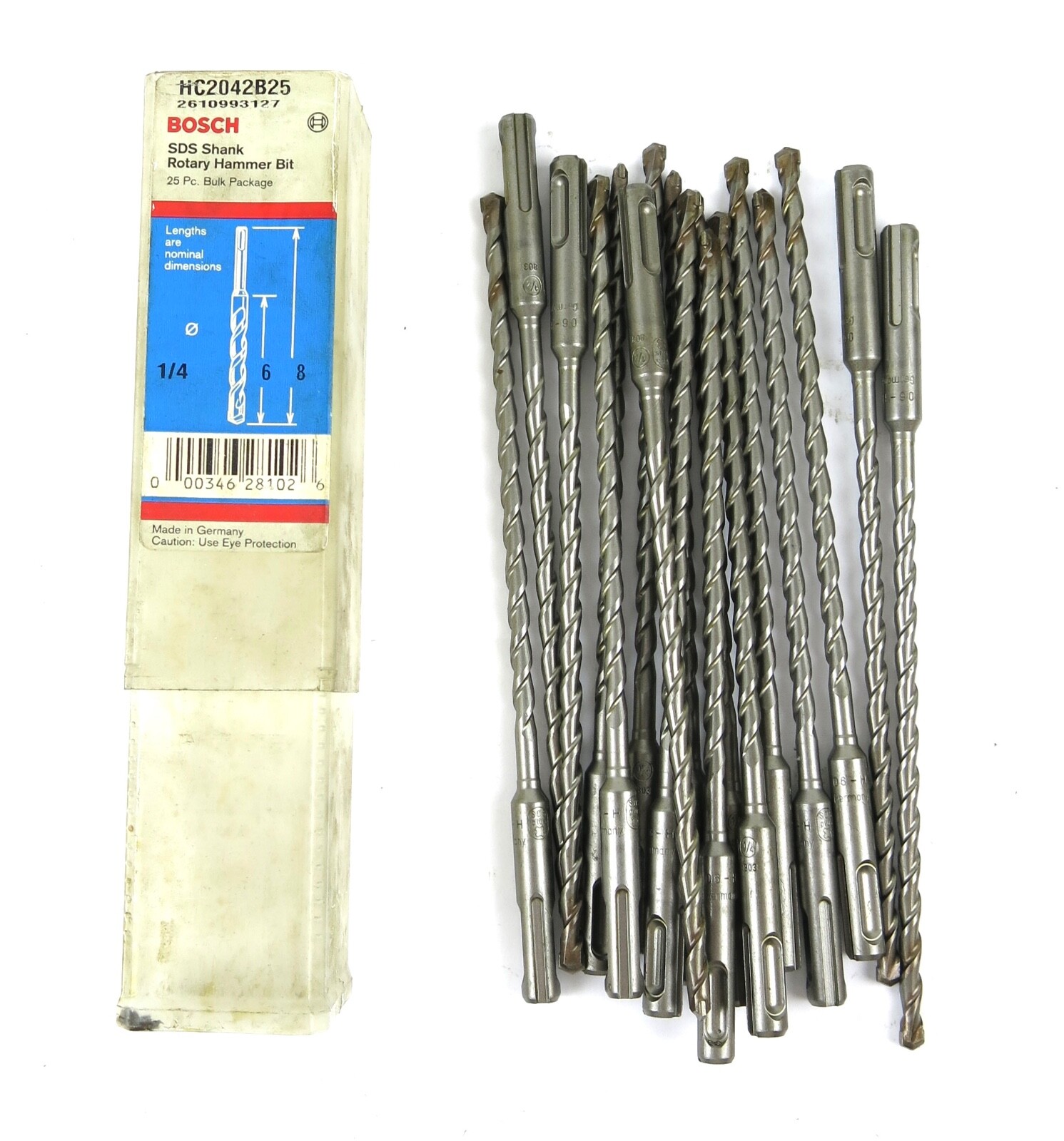 Lot of 17 Bosch 1/4" x 6" x 8" SDS Plus Rotary Hammer Drill Bits Made