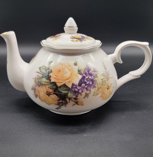 RARO! ADDERLEY CERÁMICA - China de hueso fino - Floral amarillo con adornos dorados - ¡TETERA!