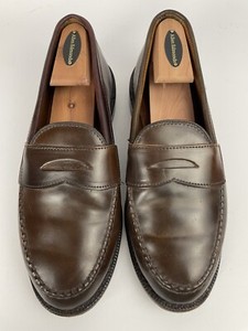 Allen Edmonds Shoes Football Grain Patriot Penny Loafers 9.5B Brown Leather EUC Allen Edmonds Brown Leather Upper Dress Shoes for Men for  main image 4