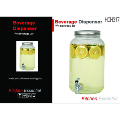 2x 3L Glas Getränkespender Glas Cocktail mit Zapfhahn Punsch Saft Zuhause
