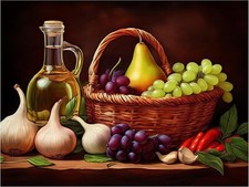 Tile Mural Fruit Basket Garlic Still Life Kitchen Wall Backsplash Marble Ceramic