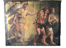 17th century Old Master Adam and Eve Paradise Biblical Oil Painting TO RESTORE