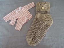 Hand knitted beige bed socks one size