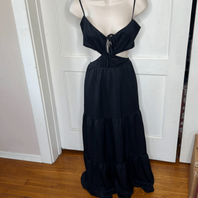 Princess Polly OSWELL Cut Out Tiered MAXI DRESS BLACK Nwot Size 12 | eBay