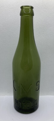 Vintage 1930 s Railway Green Beer Bottle - LMS HOTELS (Derby) - Half Pint Size