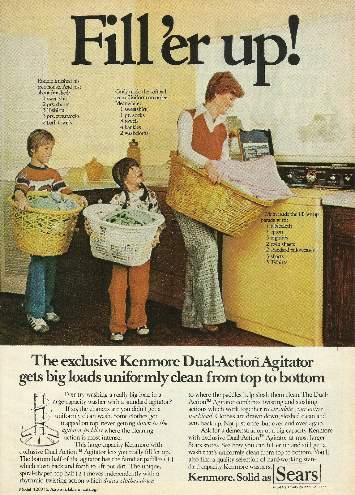 1977 Sears Kenmore Washer Washing Machine vintage print ad 70's ...