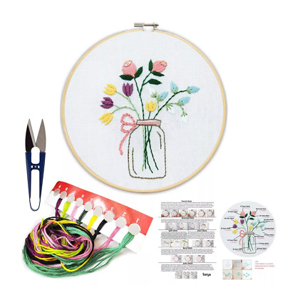 Embroidery Kit including Embroidery Hoop Color Threads &Embroidery Scissors READ