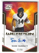 SAGE SURRATT 2021 LEAF ULTIMATE ROOKIE WEAPON GOLD AUTO /50 WAKE FST *EXC