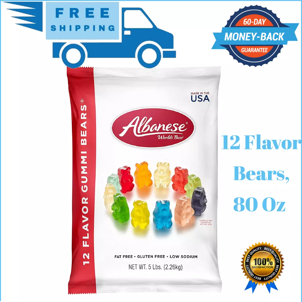 1 lb. Bag of 12 Flavor Gummi Bears