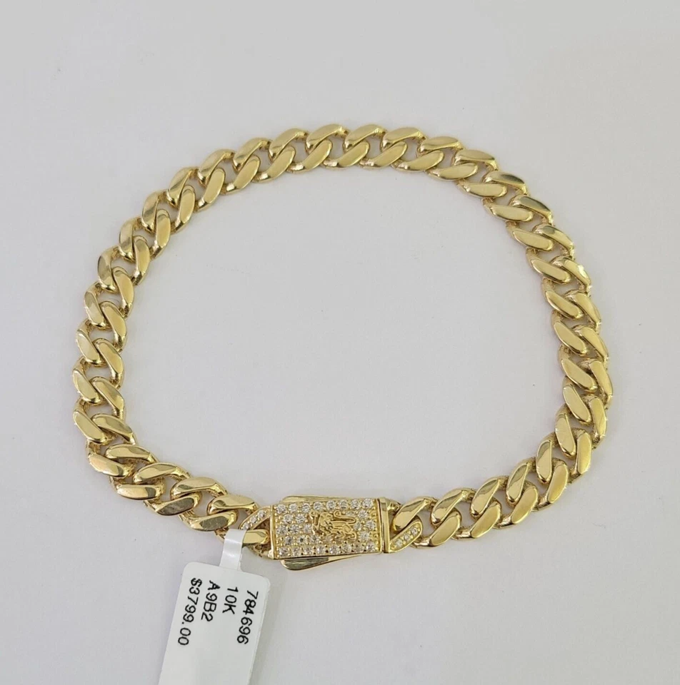 Pulsera Real 10K Royal Monaco Oro Amarillo 7" Cierre Caja 7mm Genuino Unisex Foto 3 de 4