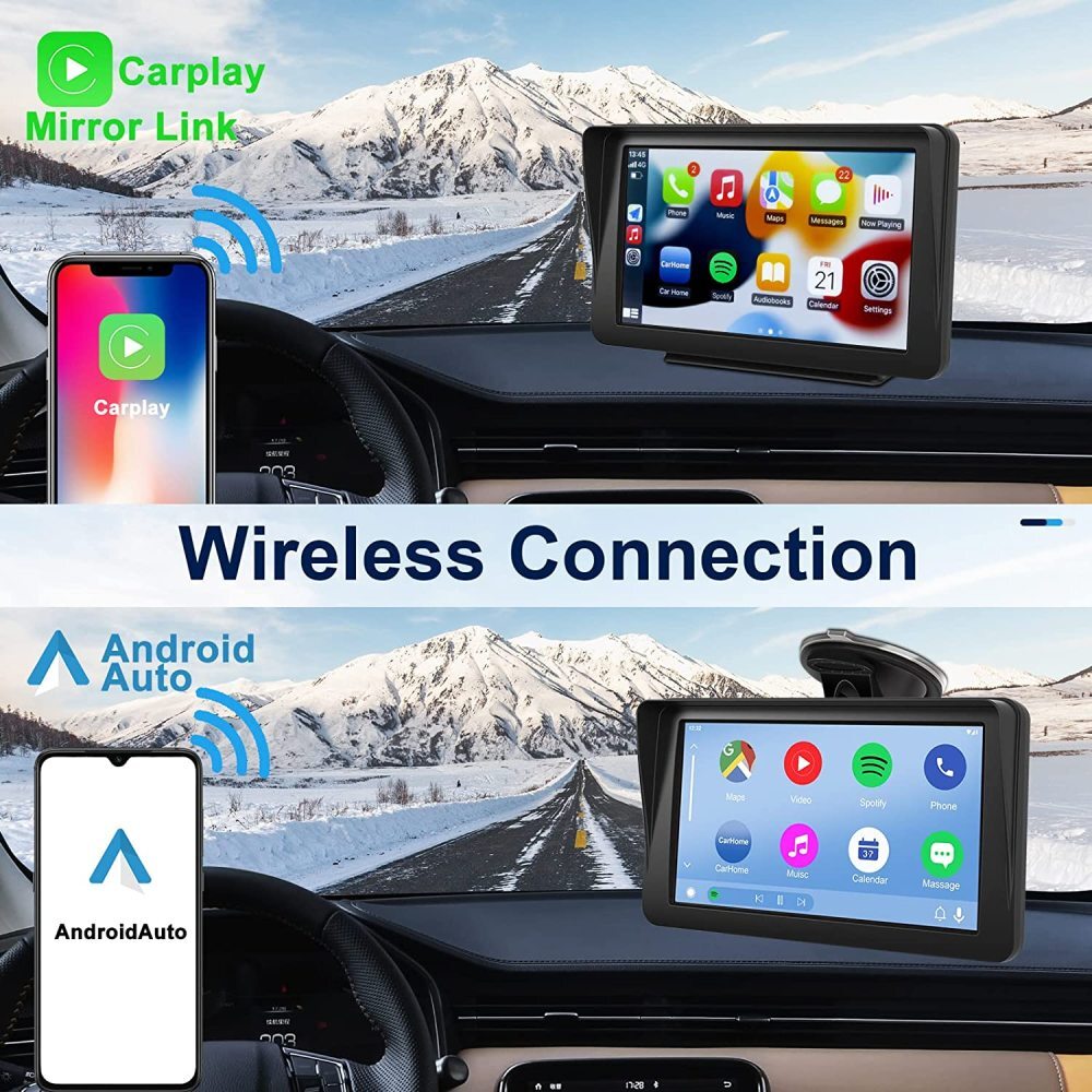 7" Portable Car Radio Wireless Apple Carplay Android Auto Bluetooth