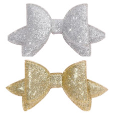 2-Pack Baby Girl Gold Sequin Bow Hair Clips Infant Toddler Hairpins