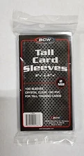 100 Sleeves BCW Tall Card Sleeves 2 5/8 X 4 13/16 For Tall Trading Cards