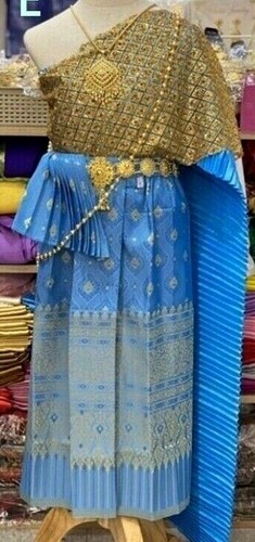 Thai Traditional Khmer Wedding Dress Kids Girl Sabai Thai Dance (Age 6 mo-12 yr) - Picture 12 of 19