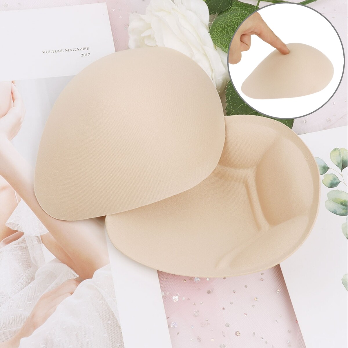 2Pcs Sponge Bra Pads Inserts Breast Pasties Lift Nipple Cover Removable Padded E - Foto 4
