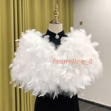 Women Ostrich Feather Fur Shawl Wraps Wedding Bride Bridesmaid Bolero Warm Scarf