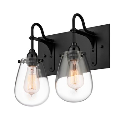 Sonneman Chelsea 2-Light Bath Bar, Satin Black and Clear - 4287-25