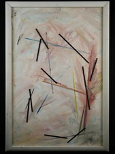 Vintage Abstract Mixed Media Painting on Canvas in Style of Walter Darby Bannard