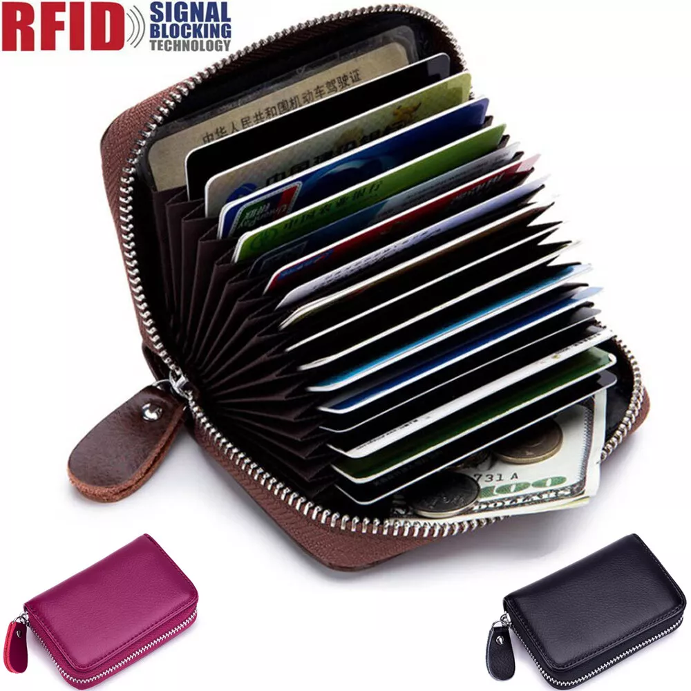 20/40/60 Card Slots Fashion Genuine Leather Multi-slots Zipper Card Holder  Purse | Wish | Card bag, Card holder leather, Card holder purse