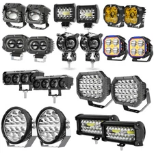 Pair 3" 4" 5" 7"9" LED Driving Work Light Spot Flood Pods OffRoad Truck Fog Lamp
