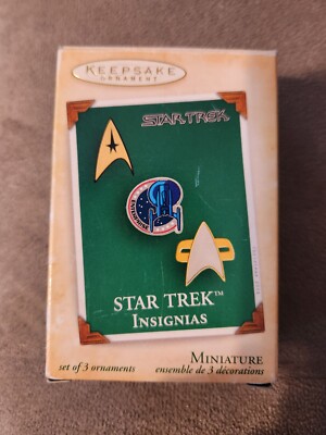 2004 Hallmark Keepsake STAR TREK Insignias Set of 3 Miniature
