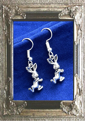 OHRRINGE HÄNGER mit HASE OSTERHASE OSTEREI HASE HÄSCHEN  925er SILBER Ohrhaken  