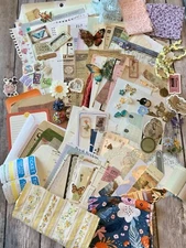 Mystery Junk Journal/Scrapbooking Supplies Pack 185+ Items Paper Embellishments 