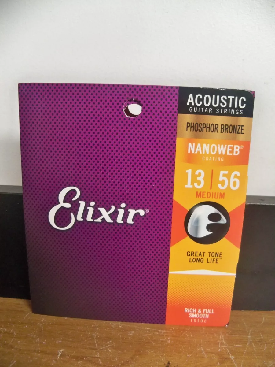 NEW Elixir 16102 nanoweb Phosphor Bronze Acoustic Guitar String 13 56 medium