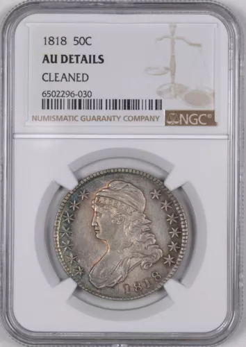 1818 Capped Bust Early US Half Dollar 50C - NGC AU Details -