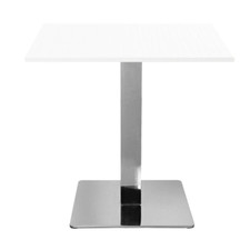 Tavolo bar pub ristorante 70x70 cm base argento e piano laminato Bianco Frassino
