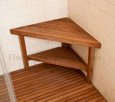 Teak Triangle Corner Bench  Made in the USA FSC Certified Plantation