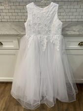Joy Kids Dress Girls 18 White Lace Tulle Long Flower Girl Ball Gown Wedding