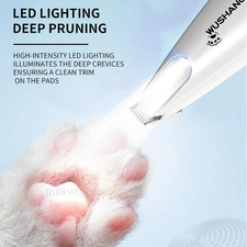 LED Pet Paw Trimmer USB Rechargeable Waterproof Quiet Dog Cat Grooming Clipper