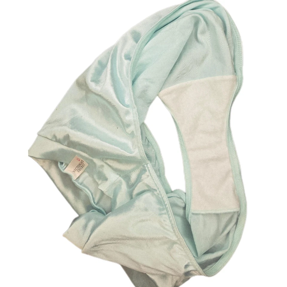 VintageVictoria's Secret Second Skin Satin Hi Leg High Cut Panties XL Turquoise - Image 4 of 4