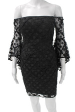 Milly Womens Bodycon Mini Dress Black Long Sleeve Polyester Blend Size 0