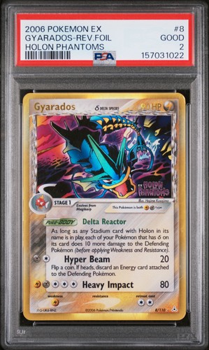 2006 POKEMON EX HOLON PHANTOMS #8 GYARADOS-REVERSE FOIL PSA 2