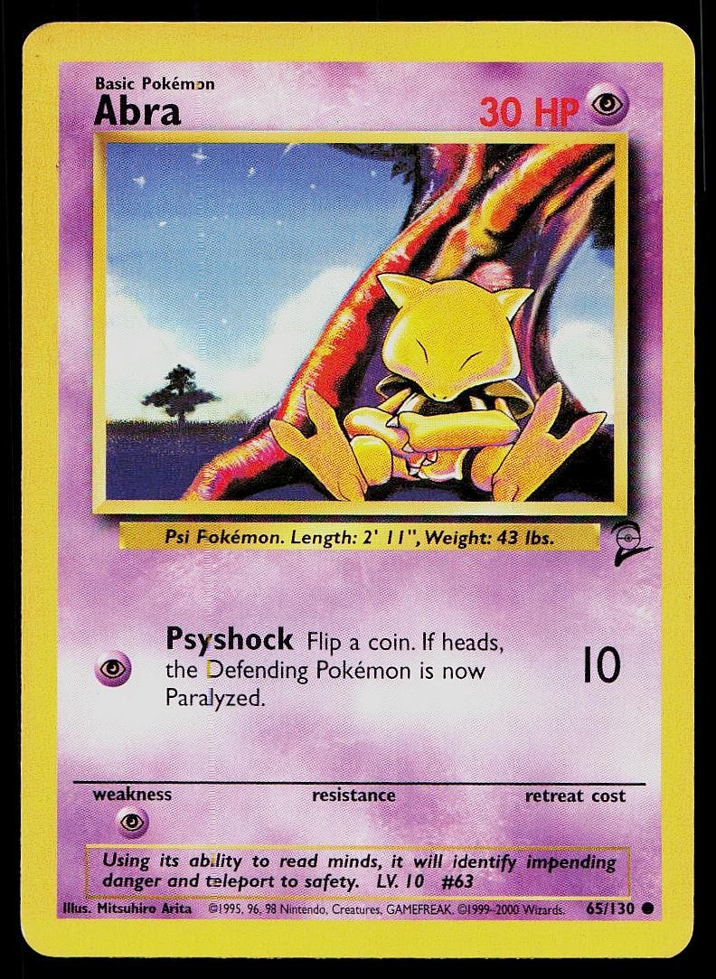 Pokemon Card Base Set 2 Abra 65/130 Common