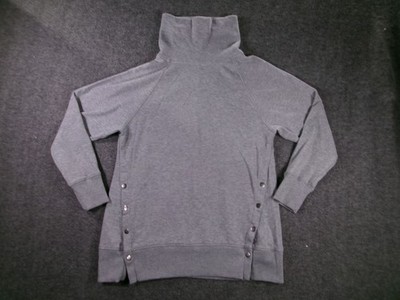Maurices Sweater Womens M Gray Funnel Neck Snap Side Pullover Long Sleeve Cozy