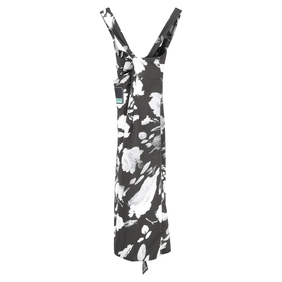 Vestido midi envolvente con estampado floral de Prada en poliéster blanco y negro Foto 2 de 3
