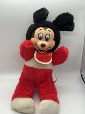 Vintage 1960s Mickey Mouse Disney Plastic Face Plush Stuffed Animal Japan 10