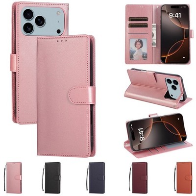For iPhone 17 Pro Max 16 15 14 Plus 13 12 11 Flip Leather Wallet Card Case Cover