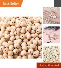 300 Pcs 10mm Natural Wooden Beads - Unfinished Round Spacer Beads for DIY Crafts