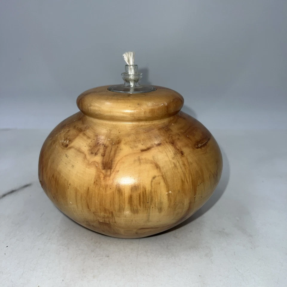 Jarrón de madera de colección difusor de lámpara de aceite de madera torneado a mano firmado Dan Morris Foto 2 de 4