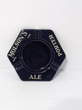 Vtg Advertising Molson's Porter Ale Blue Enamel Porcelain Cigarette Ashtray