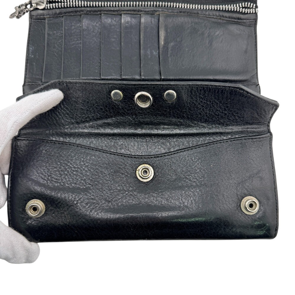 CHROME HEARTS Cross button long wallet leather Greasy Purse black leather mens thumbnail 9
