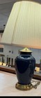 Ceramic Ginger Jar W/ Hatch Top Lamp Art Deco Navy Blue Gold — photo 1
